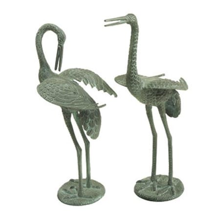 Achla Designs Achla PC-01 Preening Crane Pair Statue - Antique Verdi PC-01